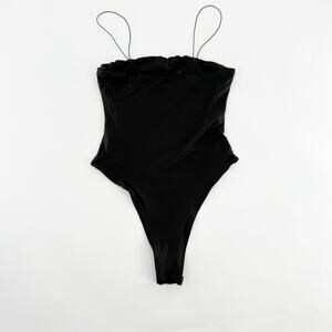 Mango Pop‎ Black Skinny Strap Bodysuit